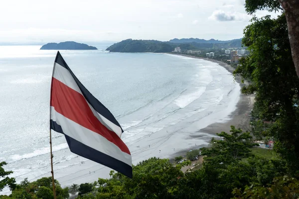 Costa Rican Flag Blowing in Wind — Photo