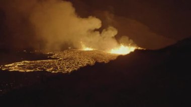 Meradalir Eruption of Fagradalsfjall Volcano in Iceland 2022. High quality 4k footage. Icelands newest eruption of the Fagradalsfjall volcano in the Meradalir Valley on the Reykjanes Peninsula. 