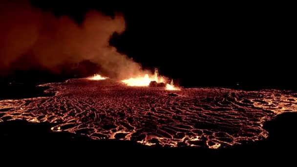 Meradalir Eruption Fagradalsfjall Volcano Iceland 2022 High Quality Footage Icelands — Stockvideo