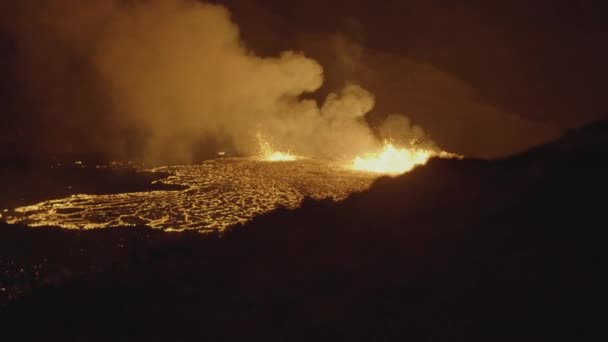 Meradalir Eruption Fagradalsfjall Volcano Iceland 2022 High Quality Footage Icelands — Stockvideo