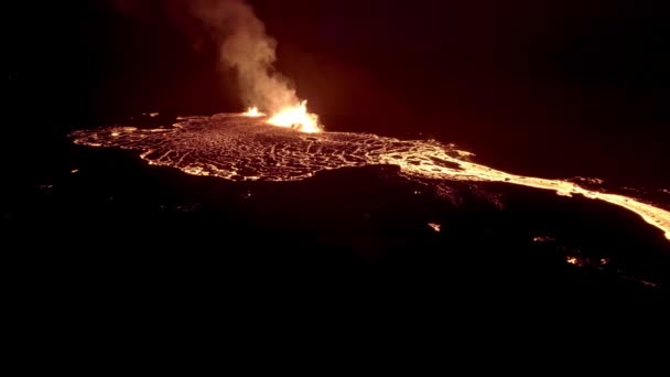 Meradalir Eruption Fagradalsfjall Volcano Iceland 2022 High Quality Footage Icelands — Stock video