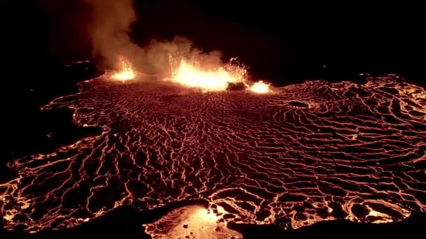 Meradalir Eruption Fagradalsfjall Volcano Високоякісні Кадрів Ісландські Свіжі Виверження Вулкану — стокове відео