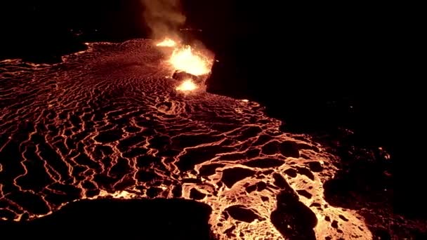 Meradalir Eruption Fagradalsfjall Volcano Iceland 2022 High Quality Footage Icelands — Stockvideo
