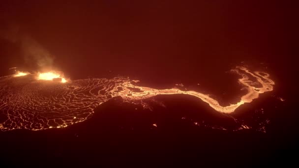 Meradalir Eruption Fagradalsfjall Volcano Iceland 2022 High Quality Footage Icelands — Stok video