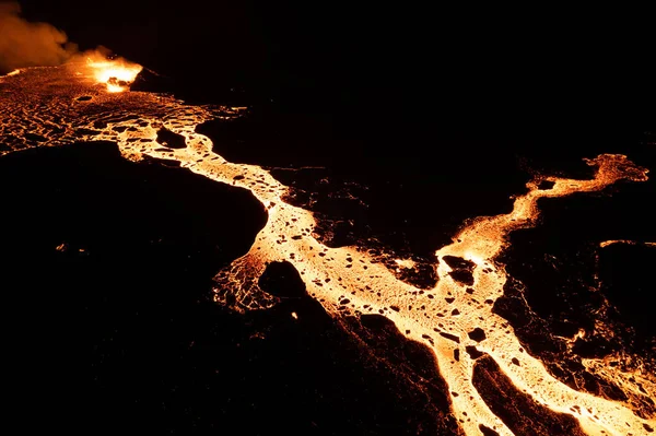 Aerial Image Shot Drone Brand New Meradalir Eruption Fagradalsfjall Volcano — 스톡 사진