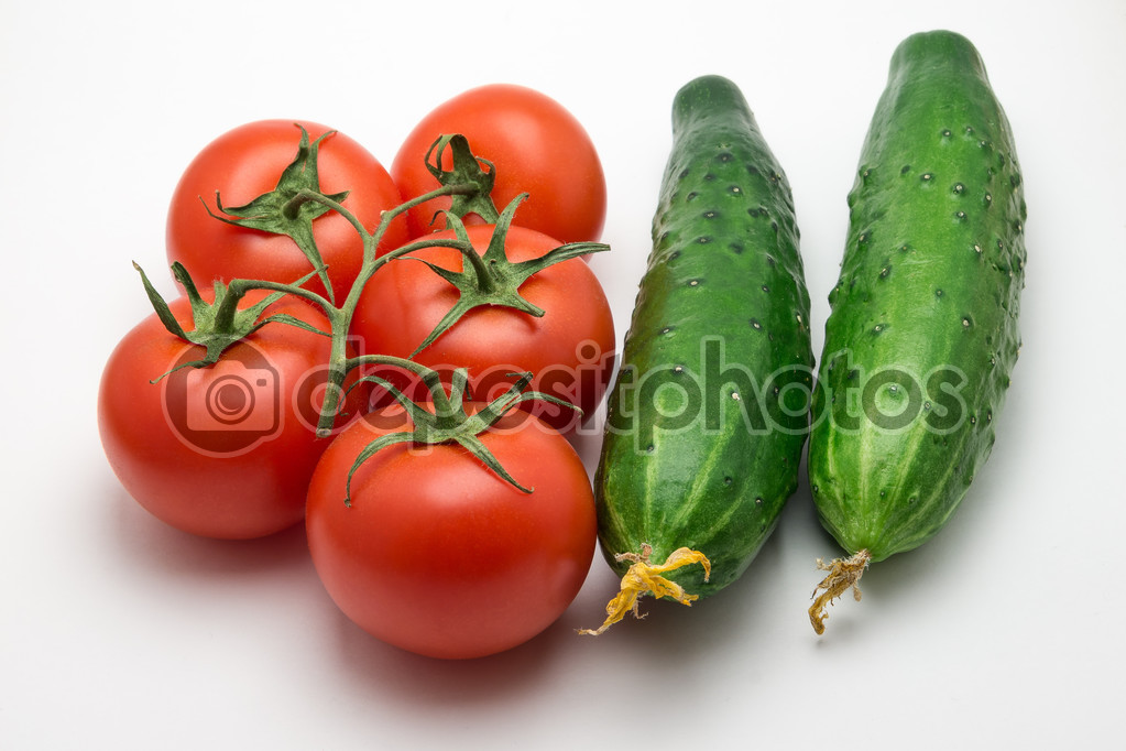 Five tomatoes and two cucumber