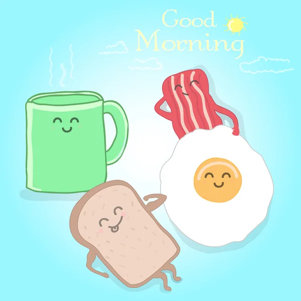 Vector pequeno-almoço bonito feliz ilustração —  Vetores de Stock
