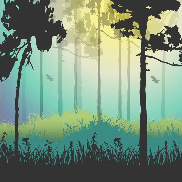 Vektorillustration des grünen Waldes Stockillustration
