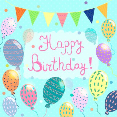 Balonla Mutlu Yıllar İllüstrasyonu