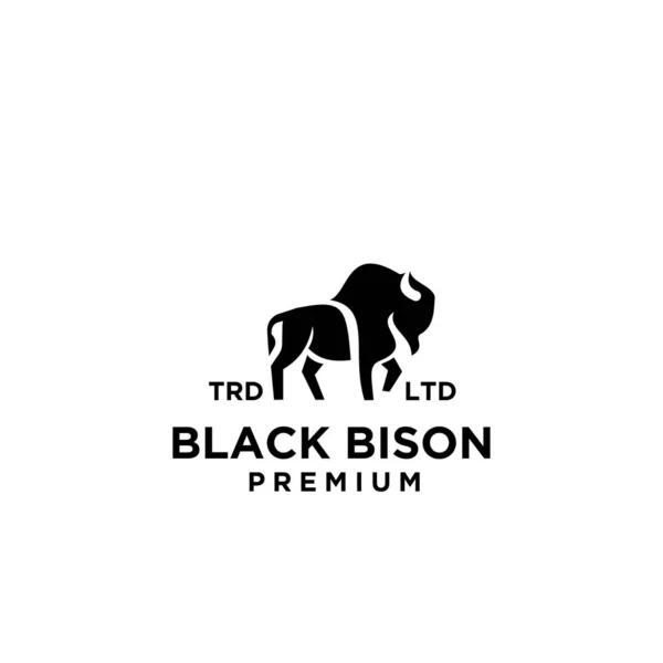 Premium Black Bison Vector Logo Icon Design Isolated White Background — Stock Vector
