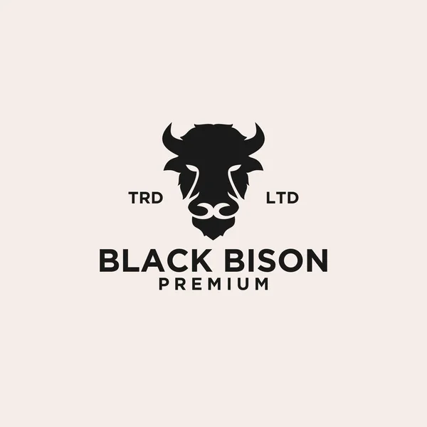 Premium Black Bison Head Vector Logo Icon Design Isolated White — Stock Vector