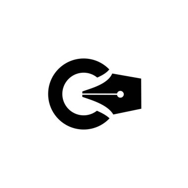 İlk harf C kalem ucu siyah vektör logo çizimi izole arkaplan