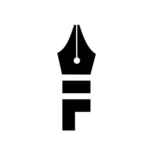 Początkowa Litera Pióro Nib Czarny Wektor Logo Ilustracja Projekt Izolowane — Wektor stockowy