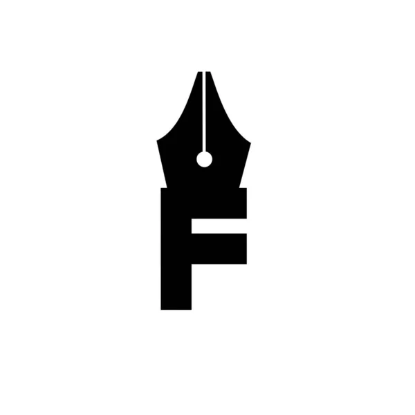 Letra Inicial Caneta Nib Preto Vetor Logotipo Ilustração Design Isolado —  Vetores de Stock