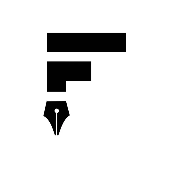 頭文字FペンNib黒ベクトルロゴイラストデザイン隔離された背景 — ストックベクタ