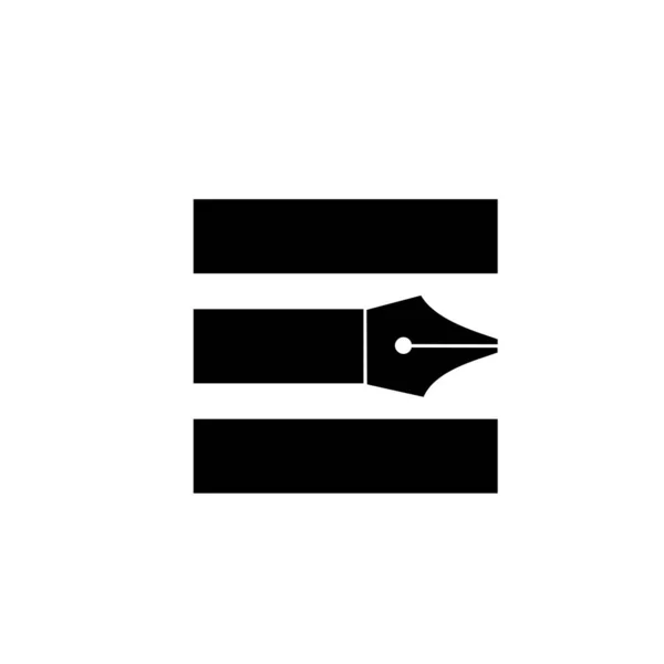 Letra Inicial Pluma Plumín Negro Vector Logotipo Ilustración Diseño Aislado — Archivo Imágenes Vectoriales