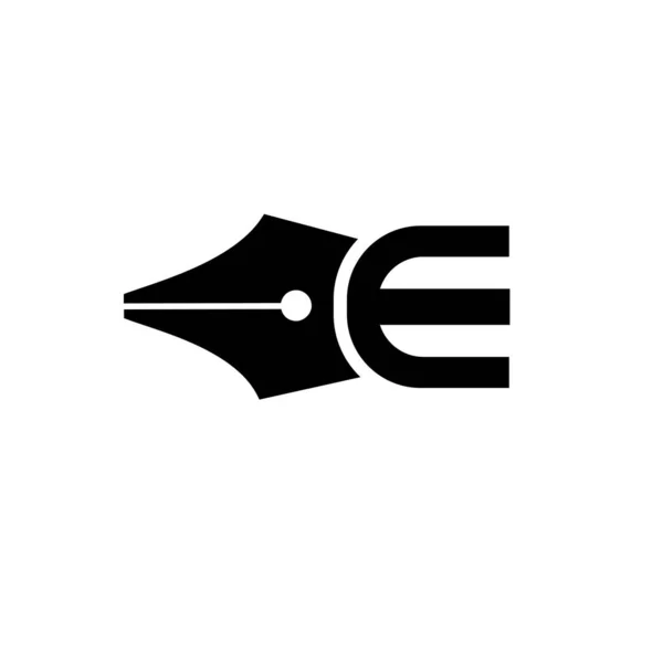 頭文字EペンNib黒ベクトルロゴイラストデザイン隔離された背景 — ストックベクタ