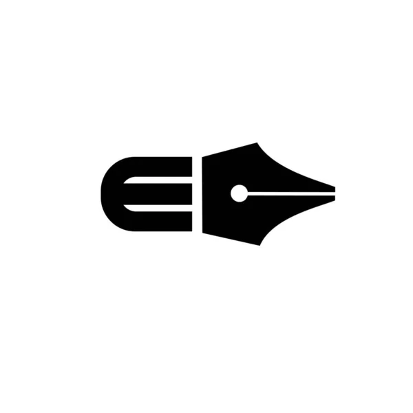 Lettre Initiale Stylo Plume Noir Vecteur Logo Illustration Conception Isolé — Image vectorielle