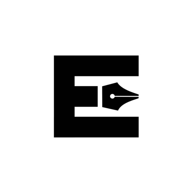 Första Bokstaven Penna Spets Svart Vektor Logotyp Illustration Design Isolerad — Stock vektor