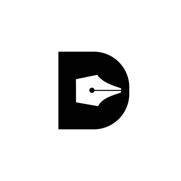 Huruf Awal Pen Nib Logo Vektor Hitam Gambar Desain Latar - Stok Vektor
