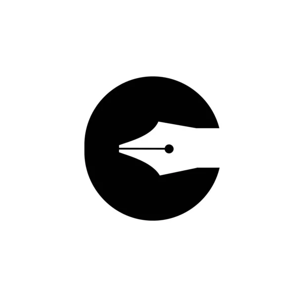 Beginletter Pen Nib Zwart Vector Logo Illustratie Ontwerp Geïsoleerde Achtergrond — Stockvector