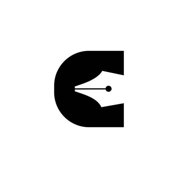 Начальная Буква Перо Перо Черный Вектор Логотип Иллюстрации Дизайн Изолированный — стоковый вектор