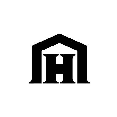 ev evi ilk harfi h siyah koyu logo vektör resim tasarımı izole edilmiş beyaz arkaplan