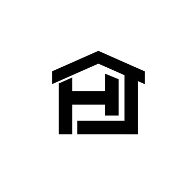 ev evi ilk harfi h siyah koyu logo vektör resim tasarımı izole edilmiş beyaz arkaplan