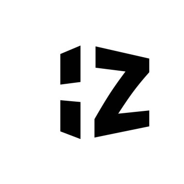 Basit ilk harf HZ monogram logo tasarımı negatif boşluk beyaz arkaplan izole