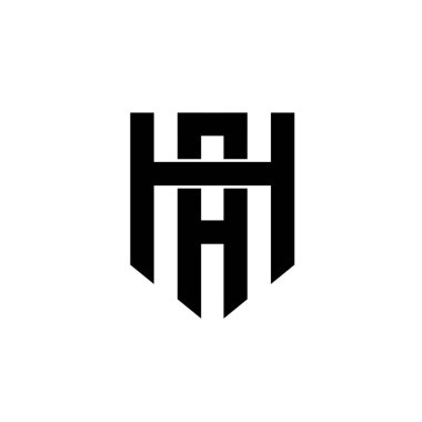 Altıgen ah ha monogram vektör siyah harf logosu tasarımı izole edilmiş beyaz arkaplan