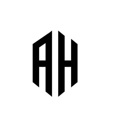 Altıgen ah monogram vektör siyah harf logosu tasarımı izole edilmiş beyaz arkaplan
