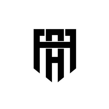 Altıgen HA AH monogram vektör siyah harf logosu tasarımı izole edilmiş beyaz arkaplan