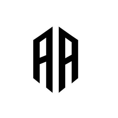 Altıgen aa monogram vektör siyah harf logosu tasarımı izole edilmiş beyaz arkaplan