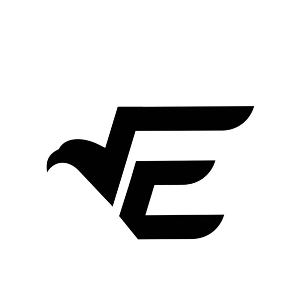 鹰猎鹰与字母E矢量标志设计模板隔离白色背景 — 图库矢量图片