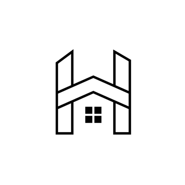 Casa Casa Inicial Letra Linha Preta Logotipo Vetor Ícone Ilustração — Vetor de Stock