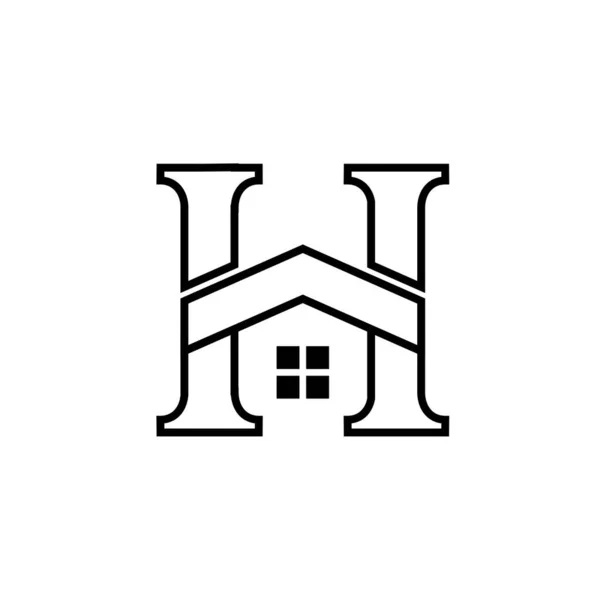 Casa Origine Litera Inițială Linie Neagră Logo Vector Pictogramă Ilustrare — Vector de stoc
