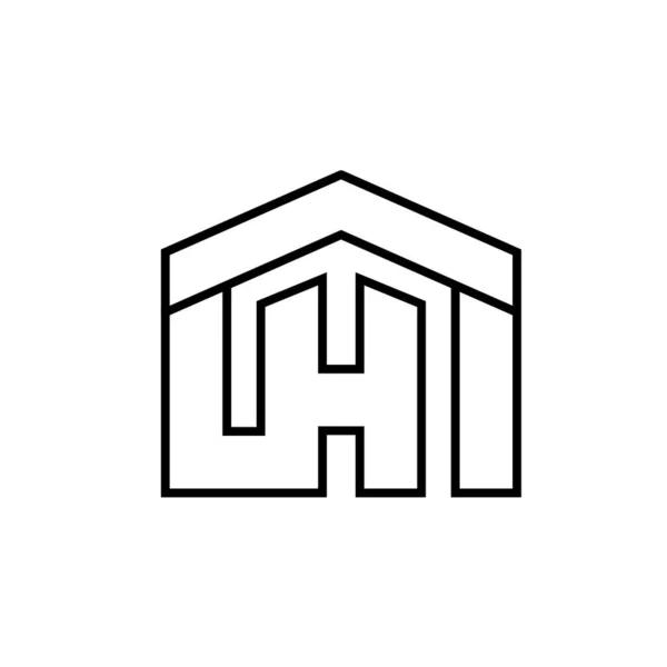 Casa Casa Inicial Letra Línea Negra Logotipo Icono Icono Ilustración — Archivo Imágenes Vectoriales