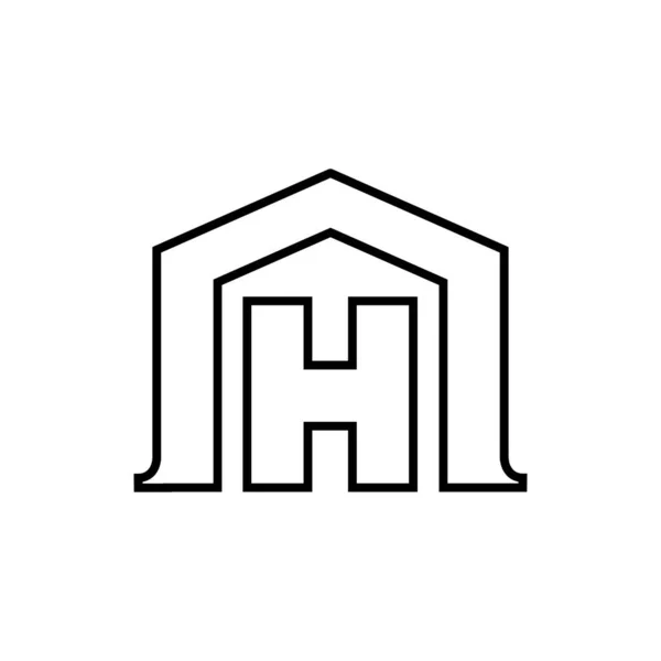 Evi Ilk Harfi Siyah Çizgi Logo Vektör Resimleme Tasarımı Izole — Stok Vektör