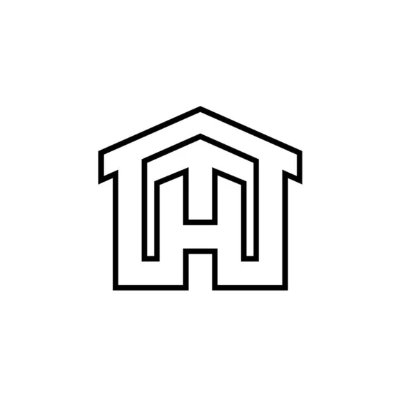 Casa Casa Inicial Letra Linha Preta Logotipo Vetor Ícone Ilustração — Vetor de Stock