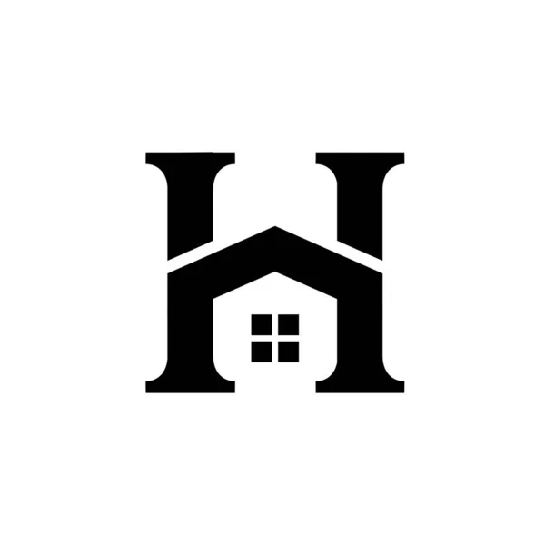 主屋首字母H黑色黑体字矢量图标设计孤立的白色背景 — 图库矢量图片