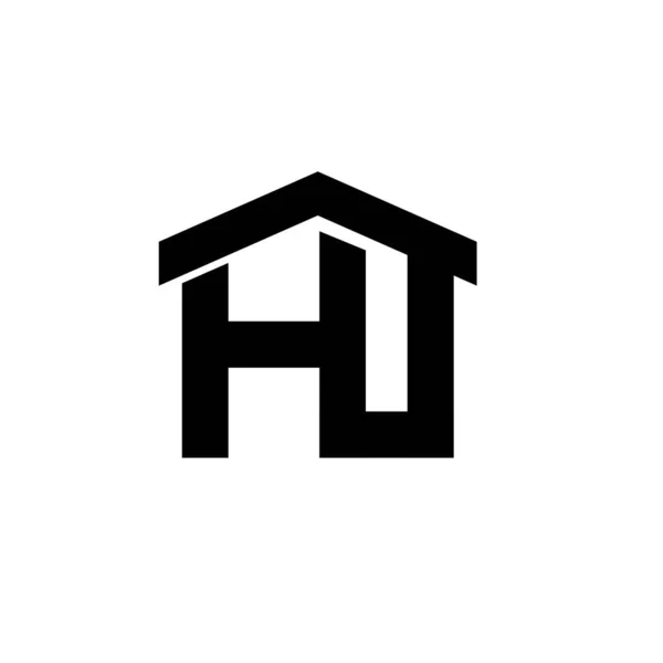Casa Inicial Letra Inicial Preto Negrito Logotipo Vetor Ícone Ilustração — Vetor de Stock