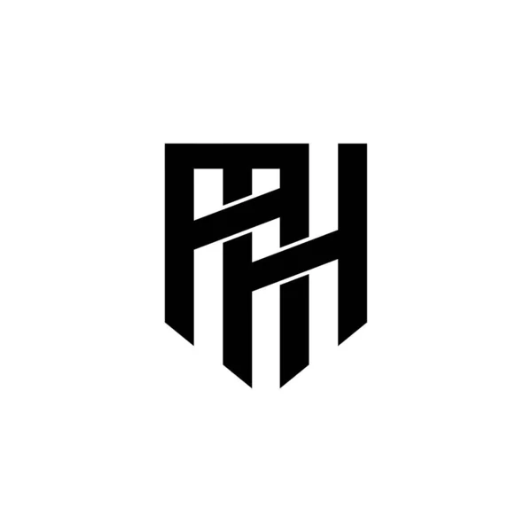 Hexagon Monogram Vector Zwarte Letter Logo Ontwerp Geïsoleerde Witte Achtergrond — Stockvector