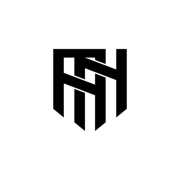 Sechseck Monogramm Vektor Schwarzer Buchstabe Logo Design Isoliert Weißer Hintergrund — Stockvektor
