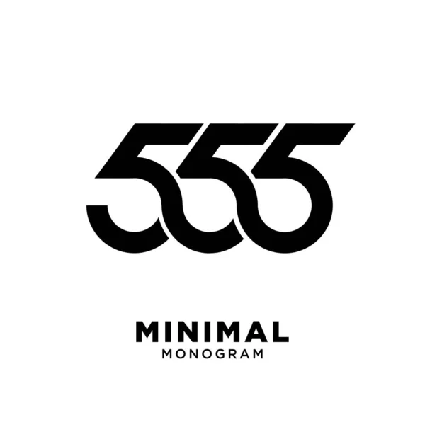 Minimaal 555 Zwart Nummer Vector Logo Ontwerp Geïsoleerde Witte Achtergrond — Stockvector