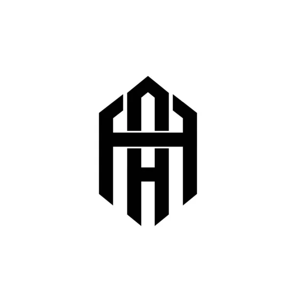 Šestiúhelník Monogram Vektor Černé Písmeno Logo Design Izolované Bílé Pozadí — Stockový vektor