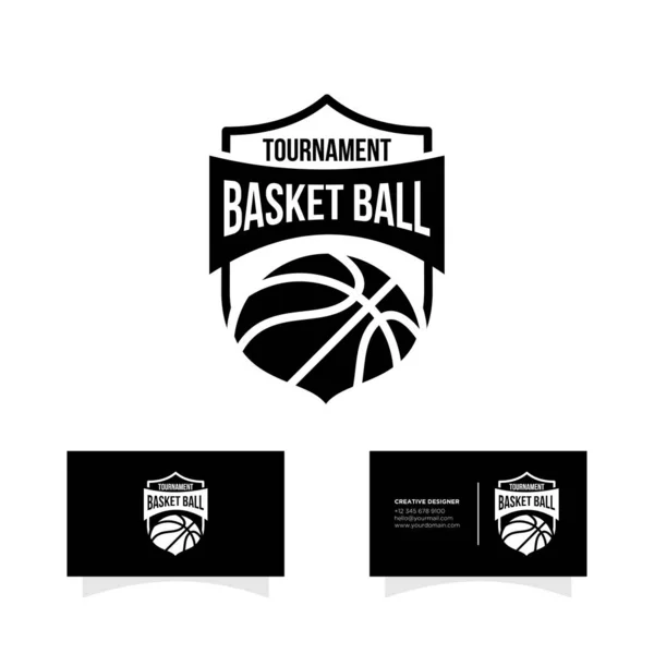 Basketbal Badge Spel Sport Club Logo Ontwerp — Stockvector