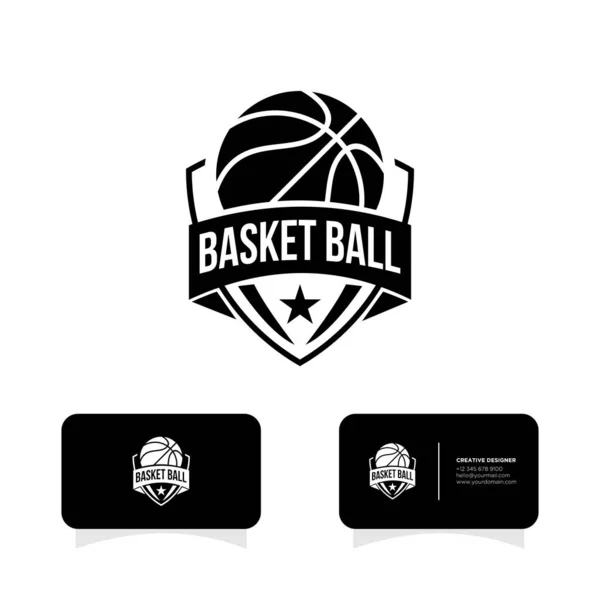 Basketball Abzeichen Spiel Sport Club Logo Design — Stockvektor