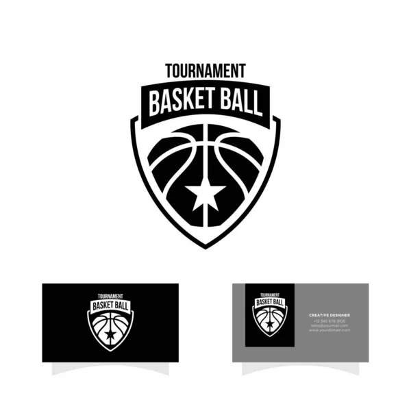 Badge Basket Ball Jeu Sport Club Logo Design — Image vectorielle