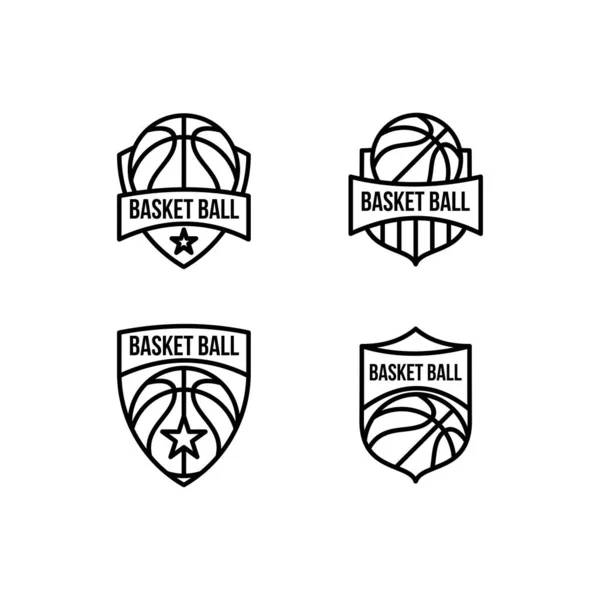 Basket Badge Spel Sport Klubb Logotyp Design — Stock vektor