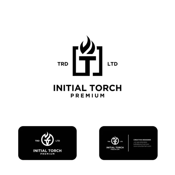 Initial Torch Logo Vector Symbol Illustration Design — Stock Vector